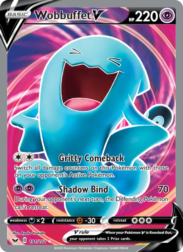 Wobbuffet V Holo 191/202 Sword & Shield Pokémon Card