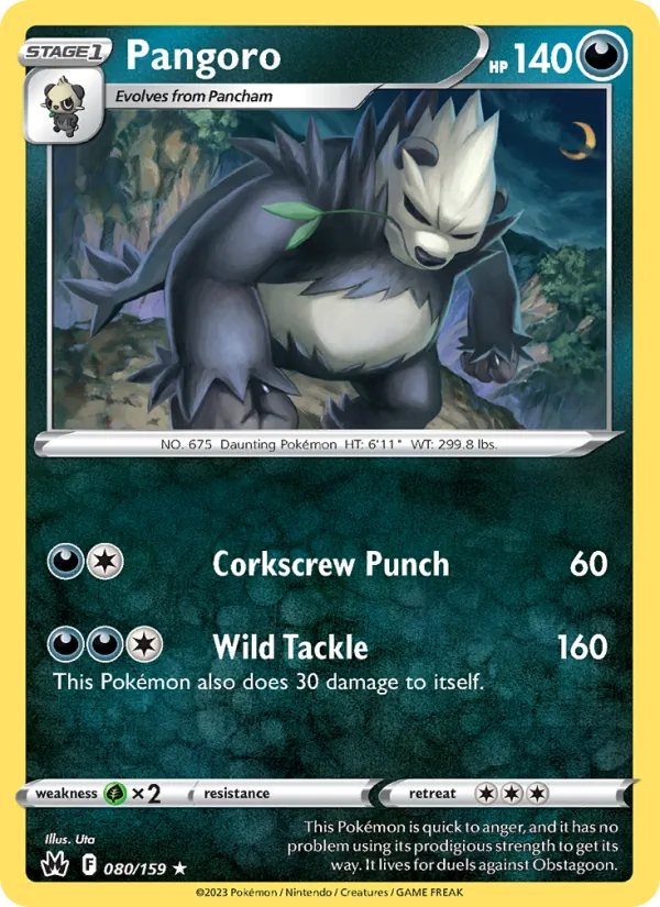 Pangoro Reverse Holo 080/159 Crown Zenith Pokémon Card