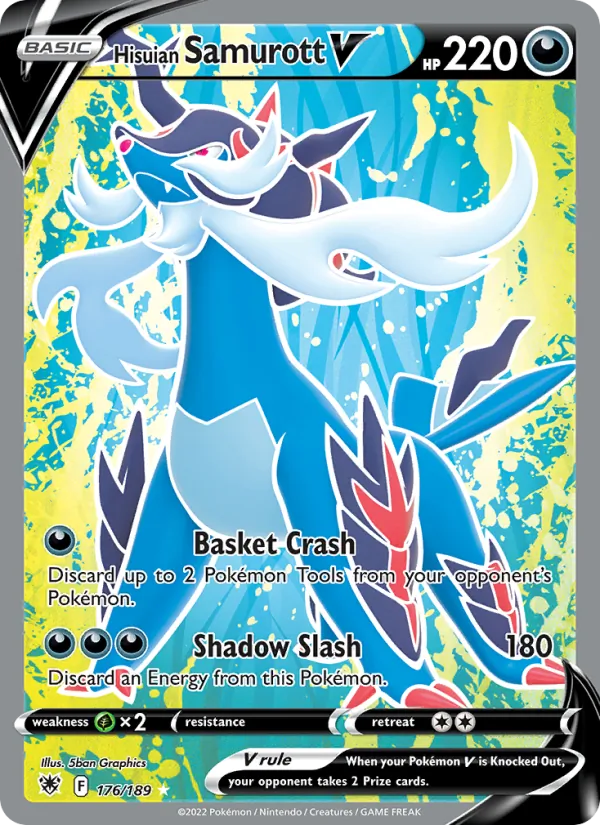 Hisuian Samurott V Holo 176/189 Astral Radiance Pokémon Card