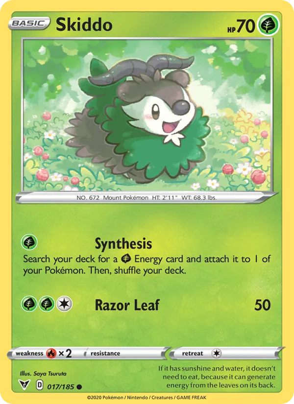 Skiddo Reverse Holo 017/185 Vivid Voltage Pokémon Card