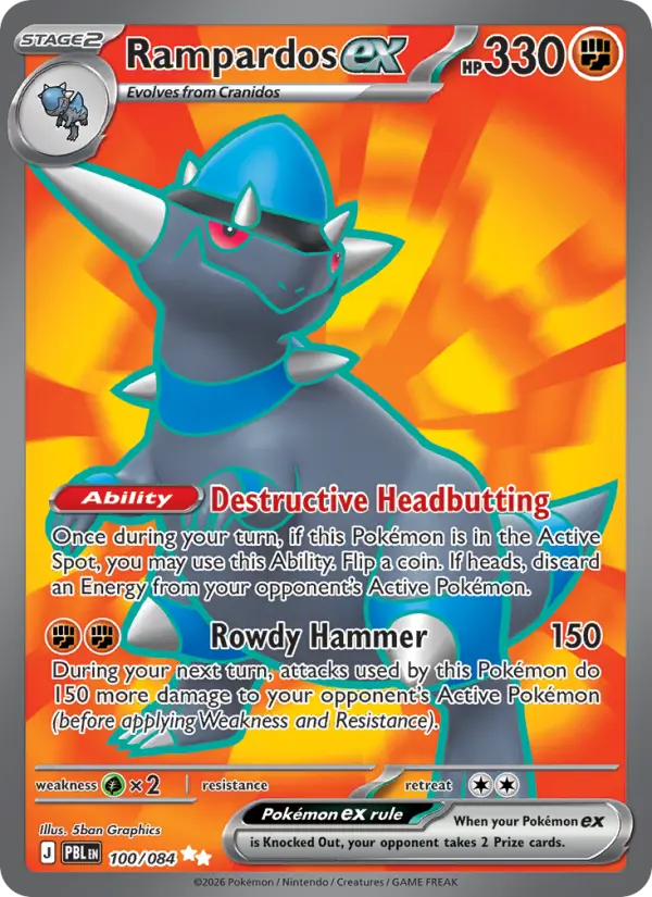 Rampardos ex Holo 100/84 Pitch Black Pokémon Card