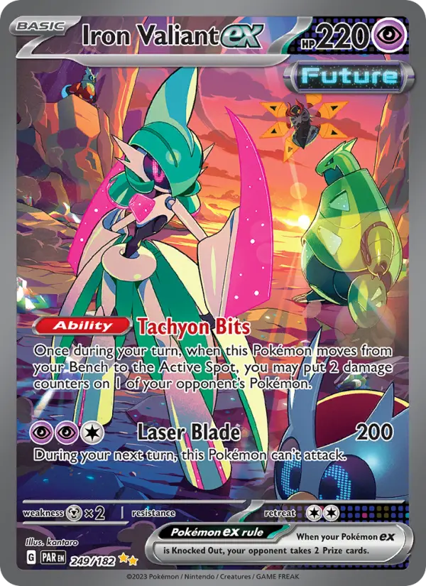Iron Valiant ex Holo 249/182 Paradox Rift Pokémon Card