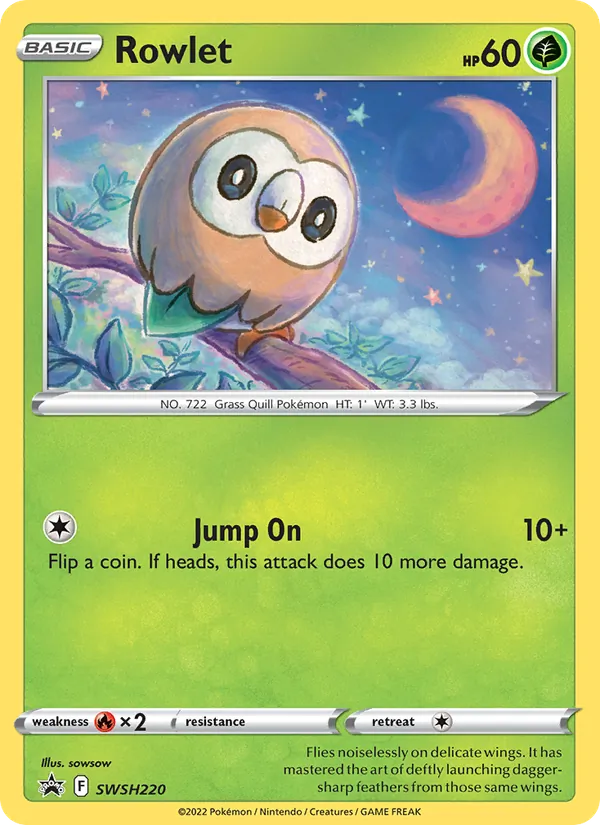 Rowlet Holo WH220/307 SWSH Black Star Promos Pokémon Card