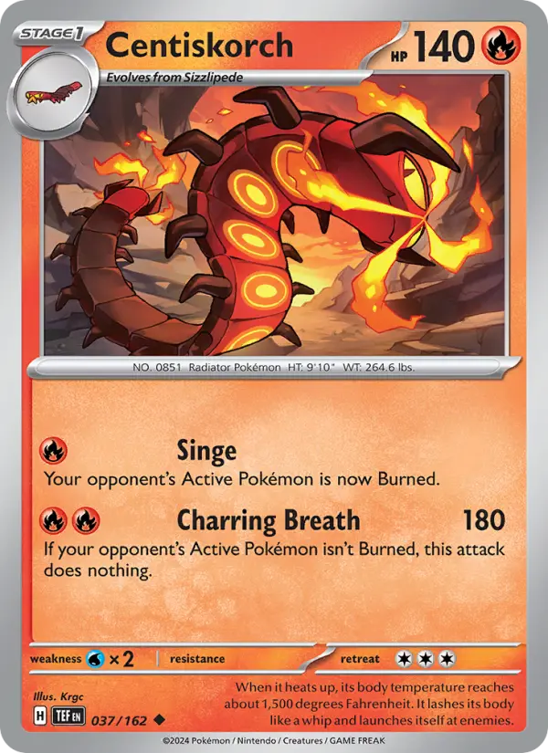 Centiskorch Reverse Holo 037/162 Temporal Forces Pokémon Card
