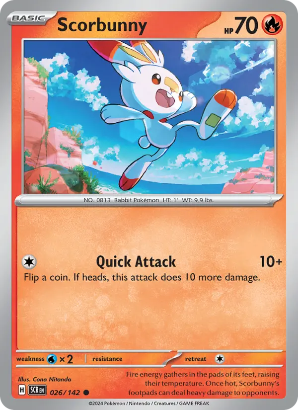Scorbunny Reverse Holo 026/142 Stellar Crown Pokémon Card