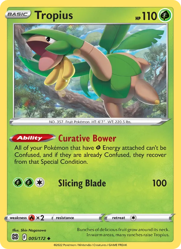 Tropius Reverse Holo 005/172 Brilliant Stars Pokémon Card