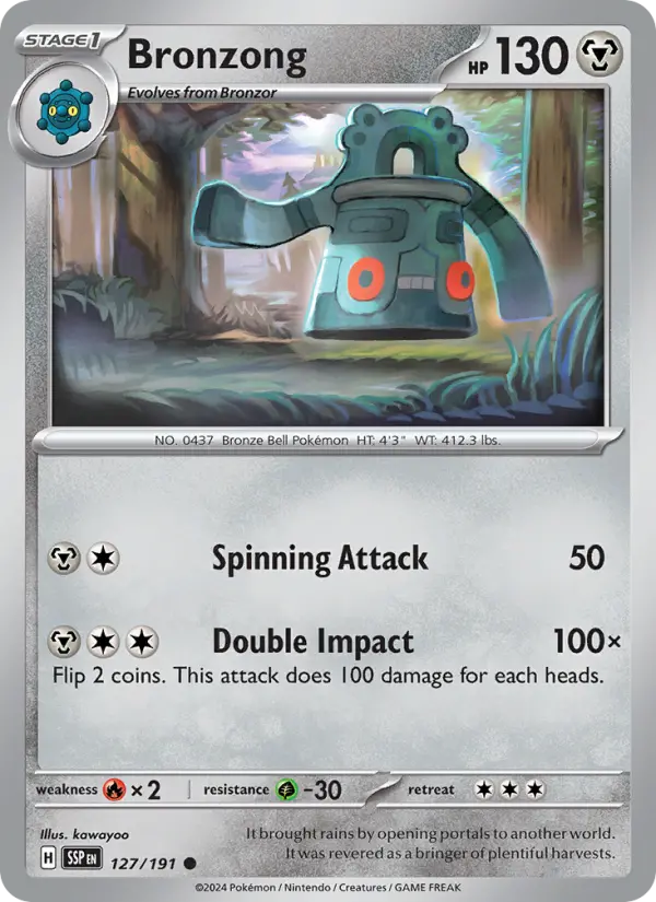 Bronzong Reverse Holo 127/191 Surging Sparks Pokémon Card