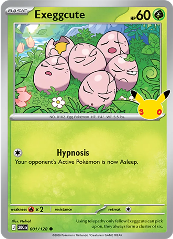 Exeggcute Normal 001/128 30th Celebration Pokémon Card