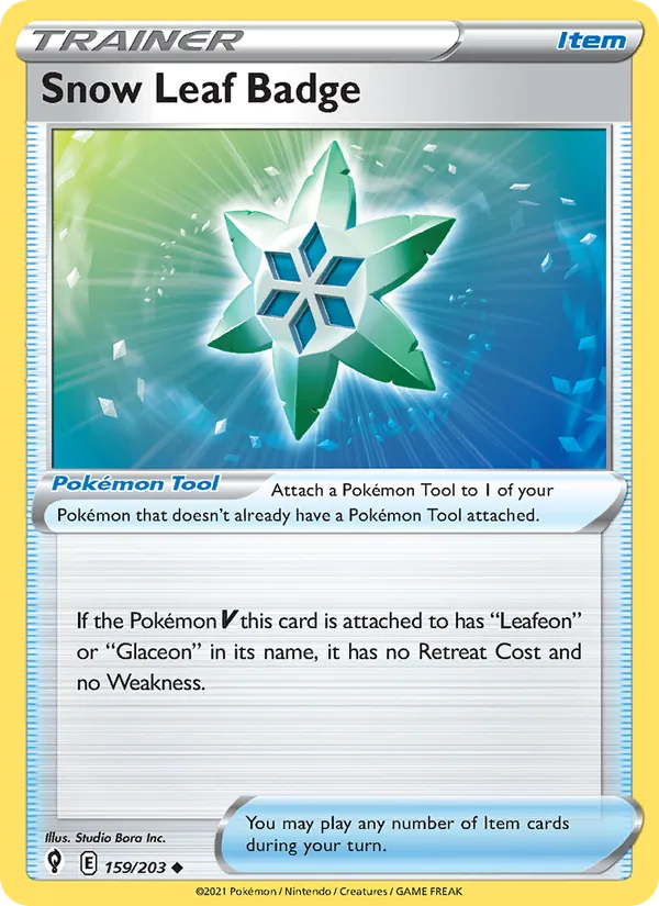 Snow Leaf Badge Reverse Holo 159/203 Evolving Skies Pokémon Card