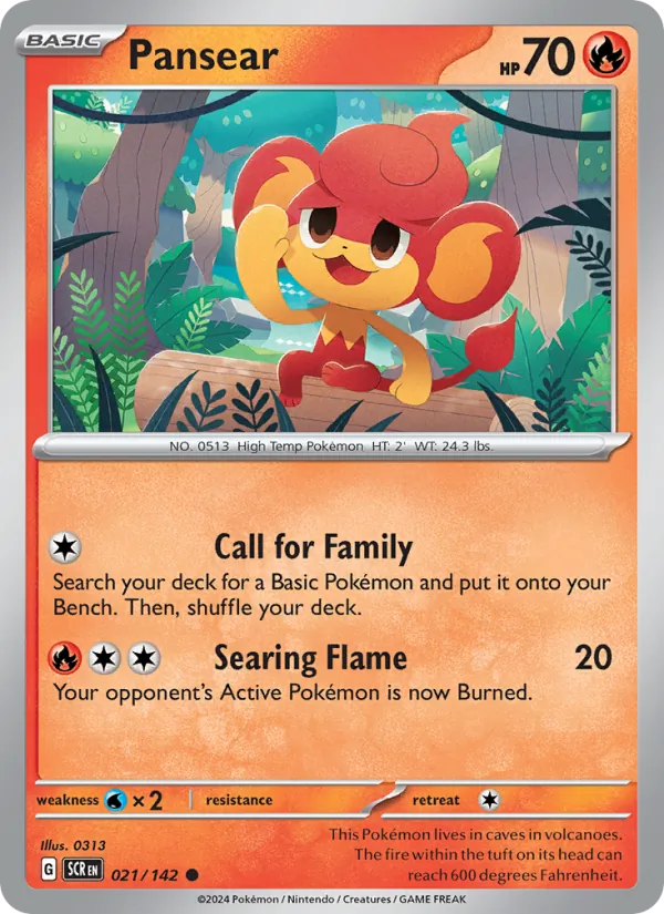 Pansear Normal 021/142 Stellar Crown Pokémon Card