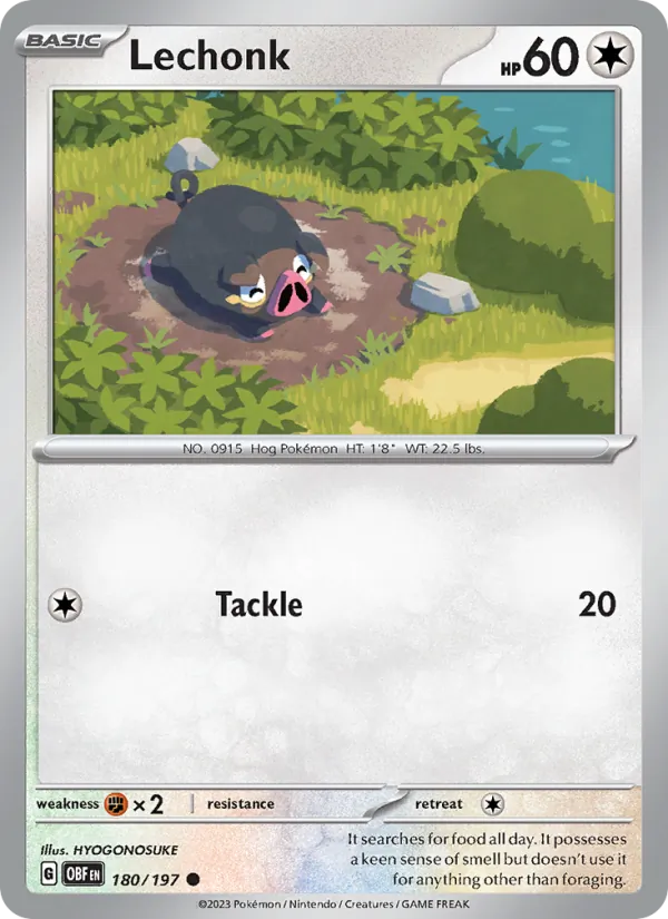 Lechonk Normal 180/197 Obsidian Flames Pokémon Card
