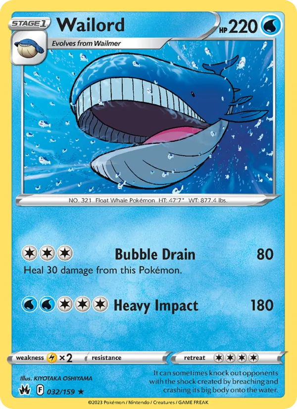 Wailord Reverse Holo 032/159 Crown Zenith Pokémon Card