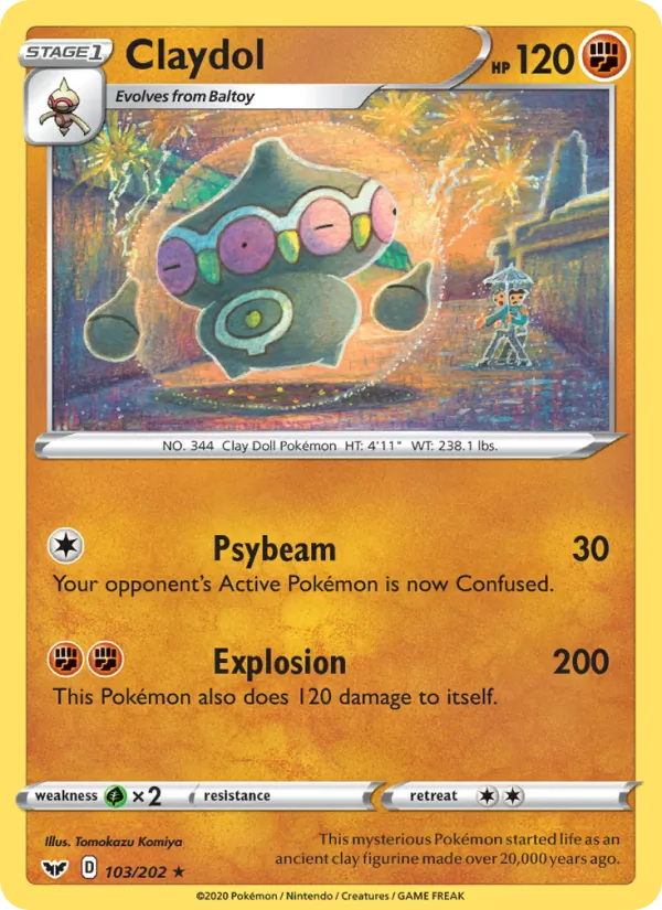 Claydol Reverse Holo 103/202 Sword & Shield Pokémon Card
