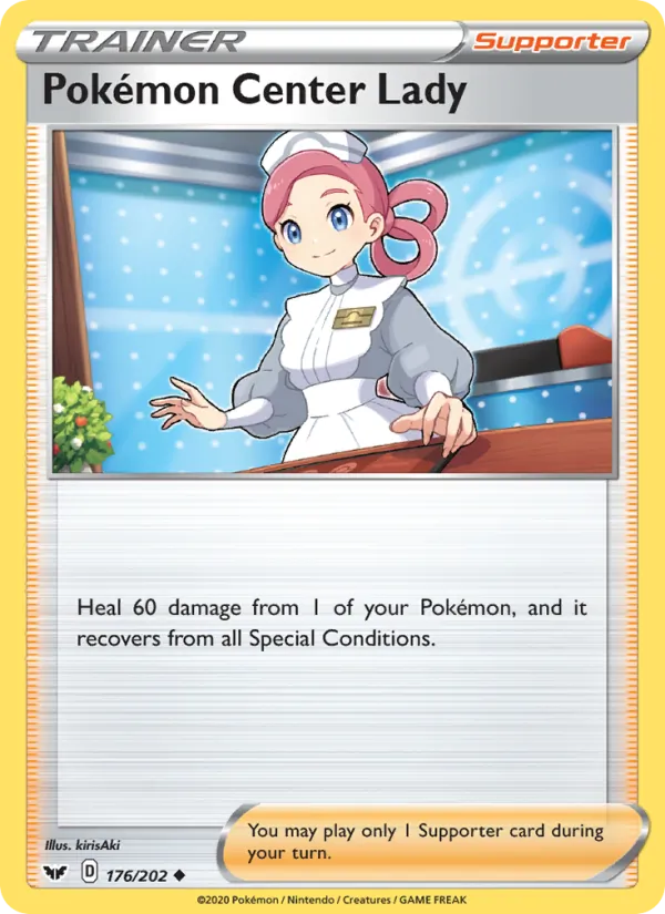 Pokémon Center Lady Reverse Holo 176/202 Sword & Shield Pokémon Card