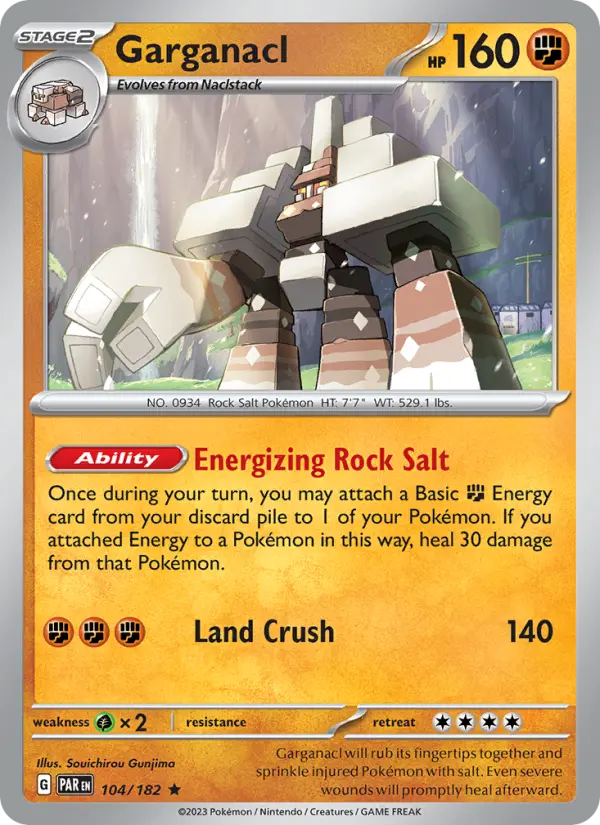 Garganacl Reverse Holo 104/182 Paradox Rift Pokémon Card