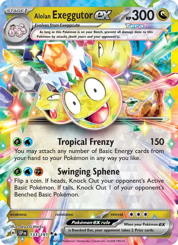 Alolan Exeggutor ex Holo 133/191 Surging Sparks Pokémon Card