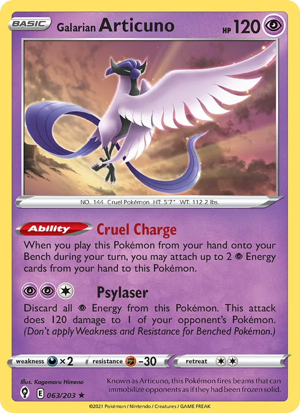 Galarian Articuno Reverse Holo 063/203 Evolving Skies Pokémon Card