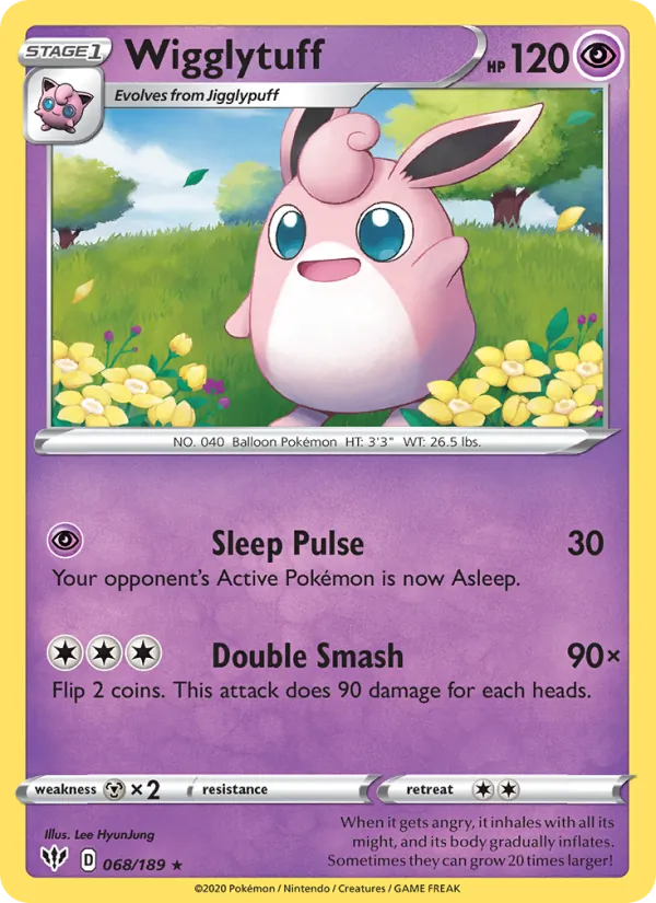 Wigglytuff Reverse Holo 068/189 Darkness Ablaze Pokémon Card