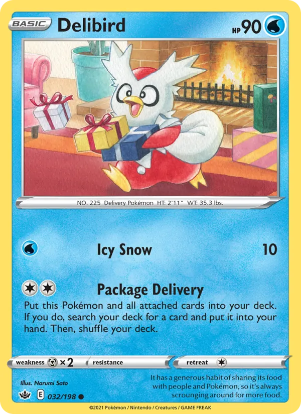 Delibird Reverse Holo 032/198 Chilling Reign Pokémon Card