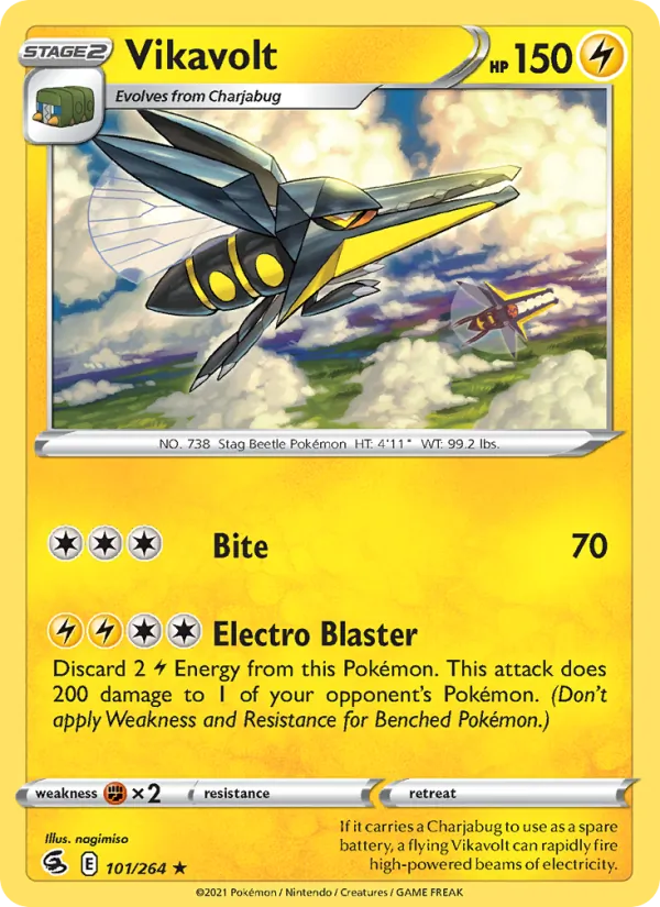 Vikavolt Reverse Holo 101/264 Fusion Strike Pokémon Card