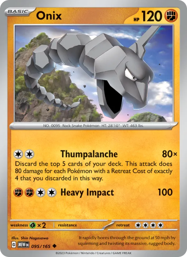 Onix Normal 095/165 151 Pokémon Card