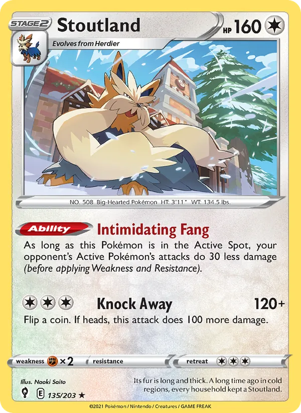 Stoutland Reverse Holo 135/203 Evolving Skies Pokémon Card