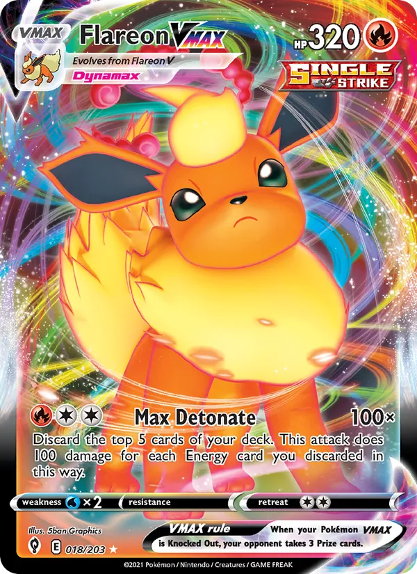 Flareon VMAX Holo 018/203 Evolving Skies Pokémon Card
