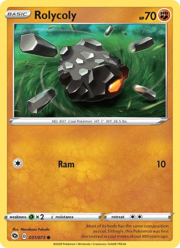 Rolycoly Reverse Holo 031/73 Champion's Path Pokémon Card