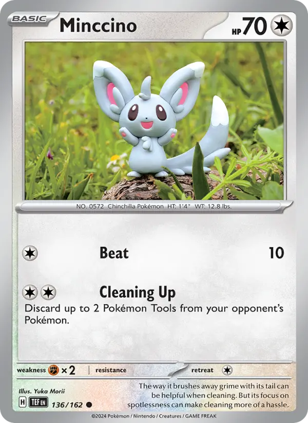 Minccino Reverse Holo 136/162 Temporal Forces Pokémon Card