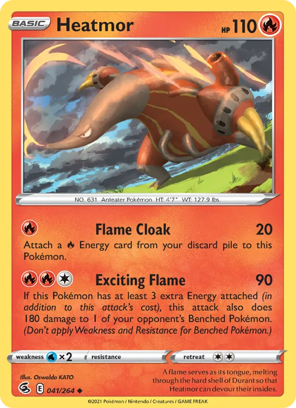 Heatmor Reverse Holo 041/264 Fusion Strike Pokémon Card