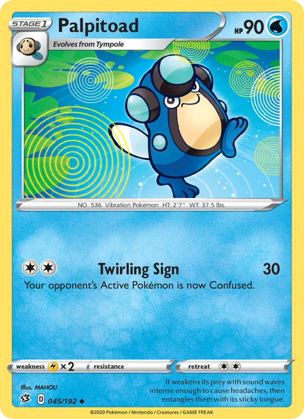 Palpitoad Reverse Holo 045/192 Rebel Clash Pokémon Card
