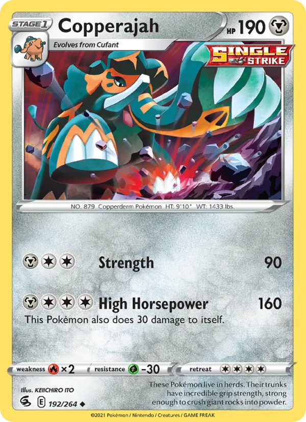 Copperajah Reverse Holo 192/264 Fusion Strike Pokémon Card