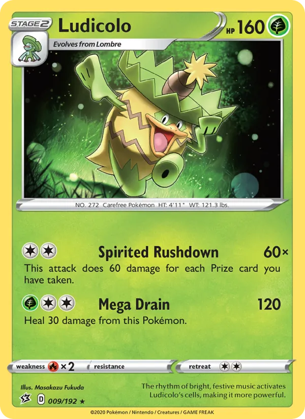 Ludicolo Reverse Holo 009/192 Rebel Clash Pokémon Card