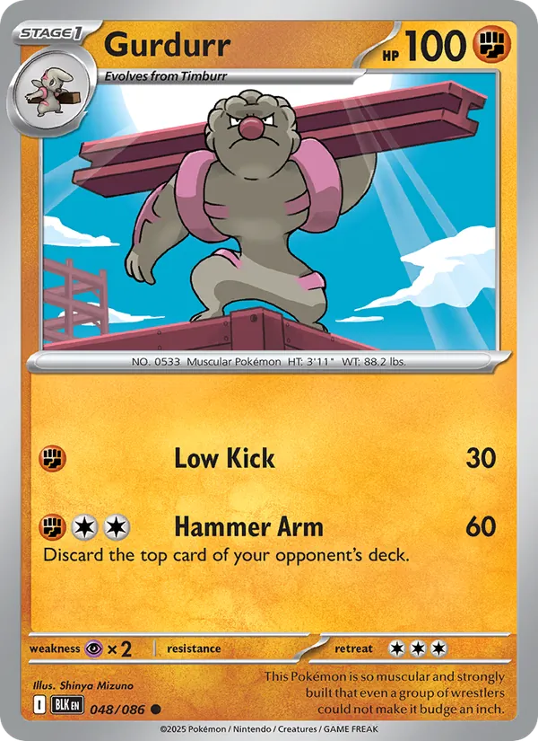 Gurdurr Normal 048/86 Black Bolt Pokémon Card