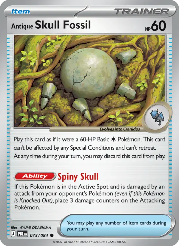 Antique Skull Fossil Reverse Holo 073/84 Pitch Black Pokémon Card