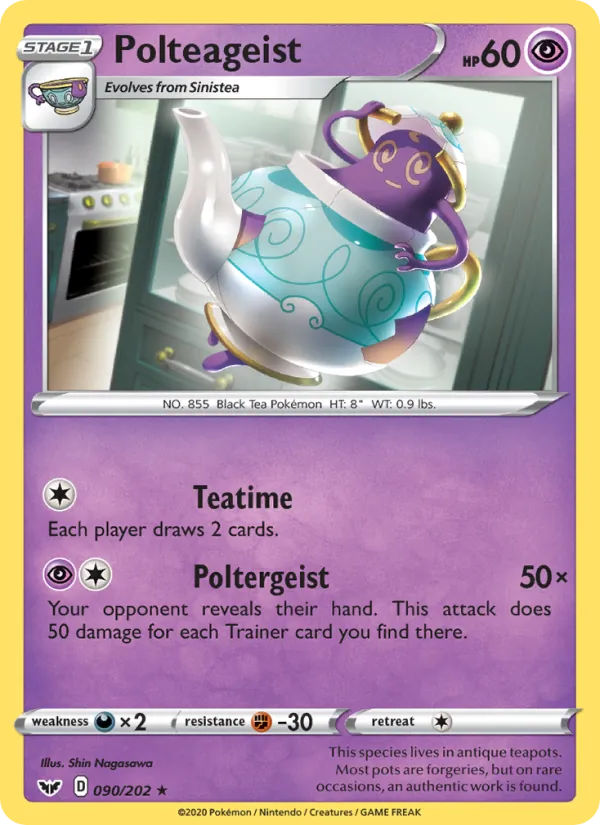 Polteageist Reverse Holo 090/202 Sword & Shield Pokémon Card