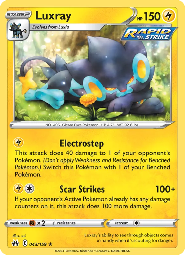 Luxray Reverse Holo 043/159 Crown Zenith Pokémon Card