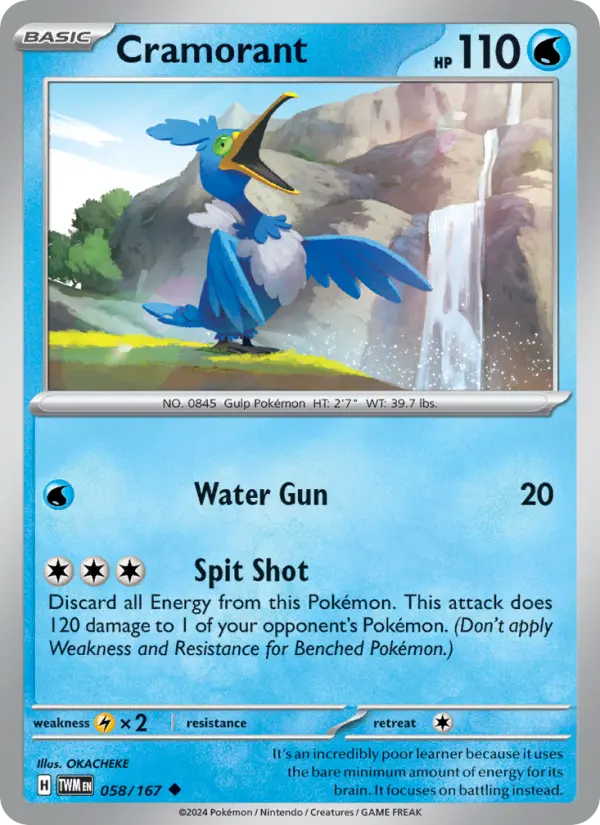 Cramorant Reverse Holo 058/167 Twilight Masquerade Pokémon Card