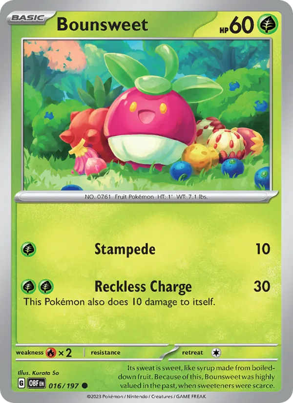 Bounsweet Normal 016/197 Obsidian Flames Pokémon Card