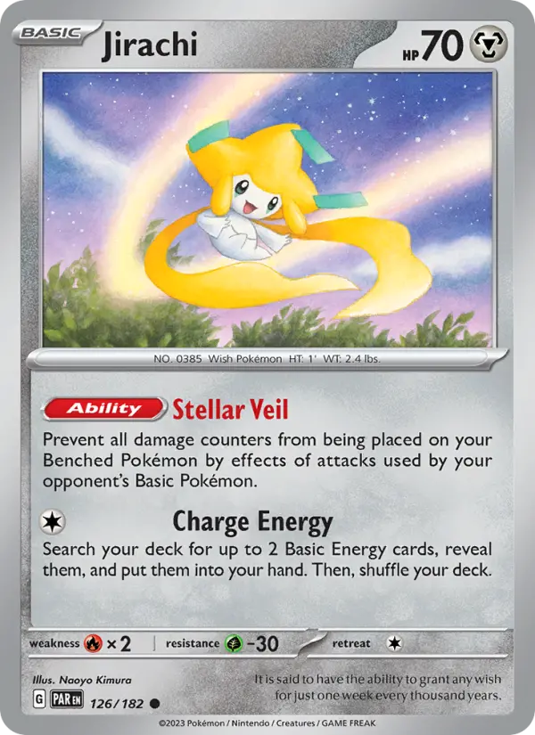 Jirachi Reverse Holo 126/182 Paradox Rift Pokémon Card