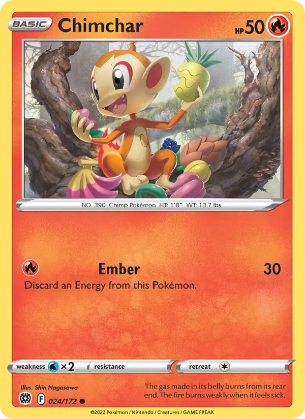 Chimchar Reverse Holo 024/172 Brilliant Stars Pokémon Card