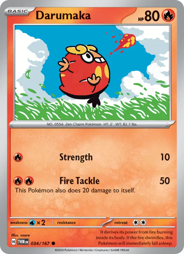 Darumaka Reverse Holo 034/167 Twilight Masquerade Pokémon Card