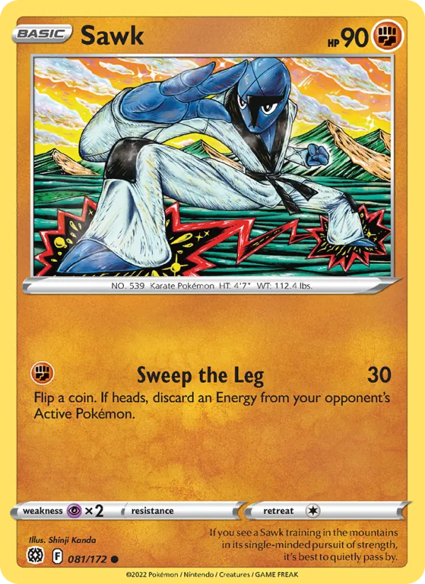 Sawk Reverse Holo 081/172 Brilliant Stars Pokémon Card
