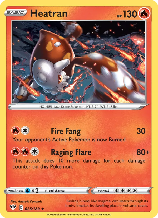 Heatran Reverse Holo 025/189 Darkness Ablaze Pokémon Card