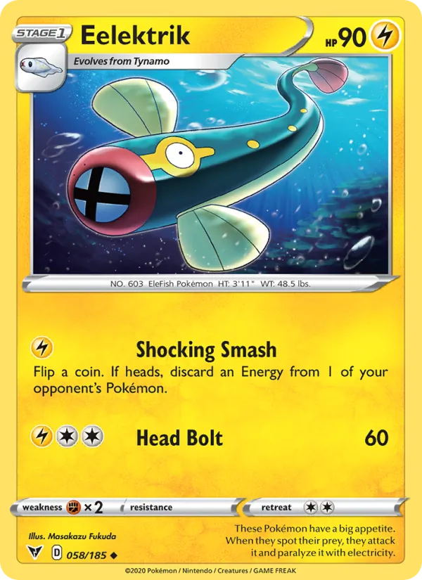 Eelektrik Reverse Holo 058/185 Vivid Voltage Pokémon Card