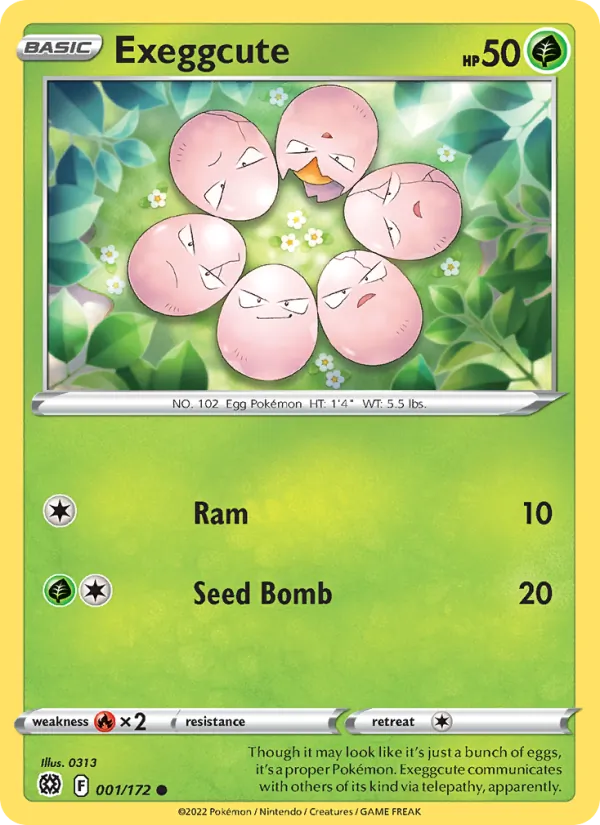 Exeggcute Reverse Holo 001/172 Brilliant Stars Pokémon Card