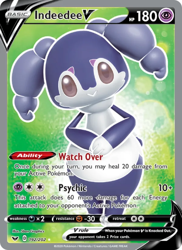 Indeedee V Holo 192/202 Sword & Shield Pokémon Card
