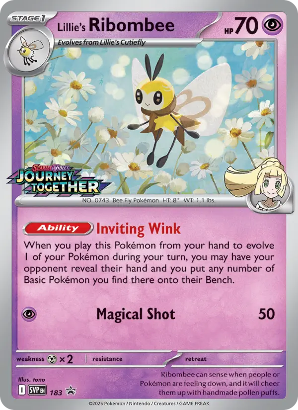 Lillie's Ribombee Non-Foil 183/225 SVP Black Star Promos Pokémon Card
