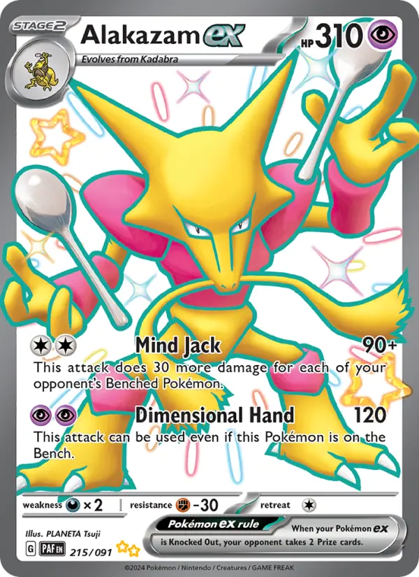Alakazam ex Holo 215/91 Paldean Fates Pokémon Card