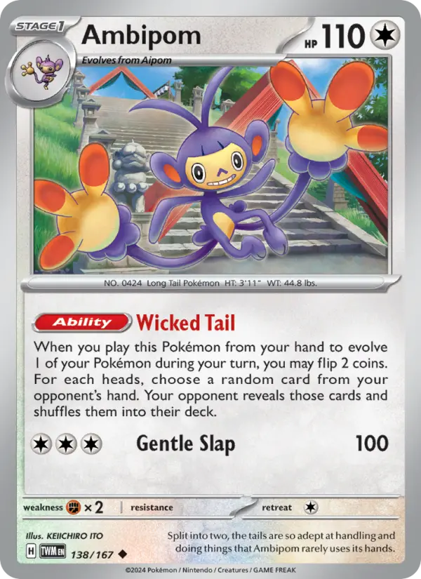Ambipom Reverse Holo 138/167 Twilight Masquerade Pokémon Card